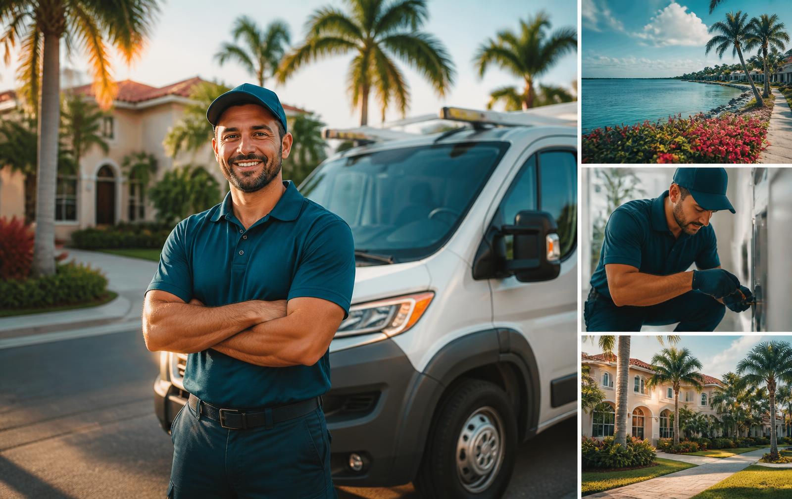 A local Flagler County service professional standing beside a work van